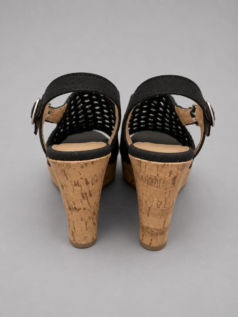 Sonoma Black Woven Cork Wedge Sandals